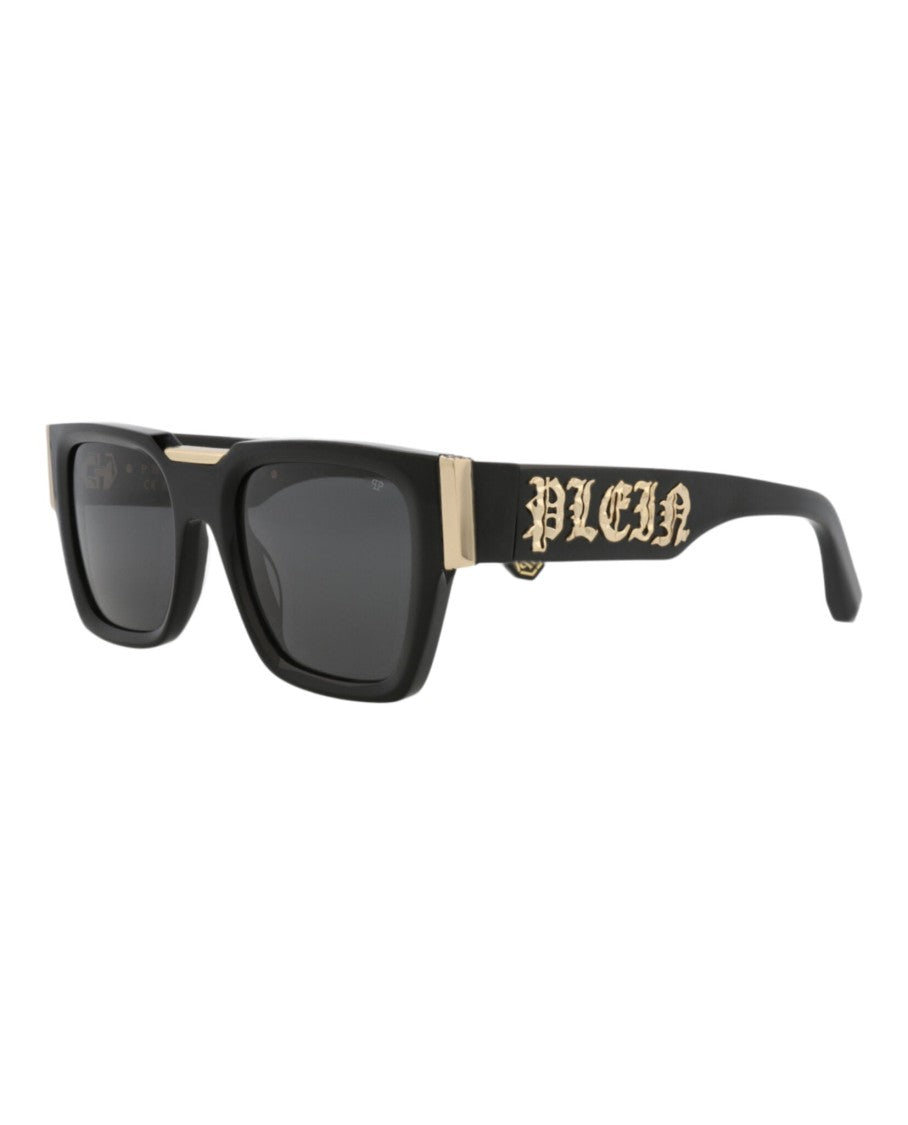 Philipp Plein Square-Frame Acetate Sunglasses With Gold Accents And Saddle Nose Bridge