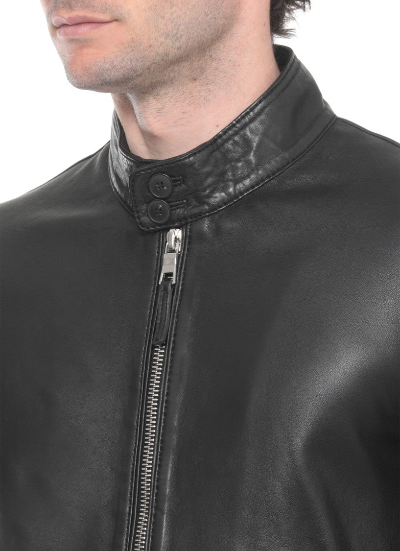 The Jack Leathers Black Elvis High Neck Leather Jacket