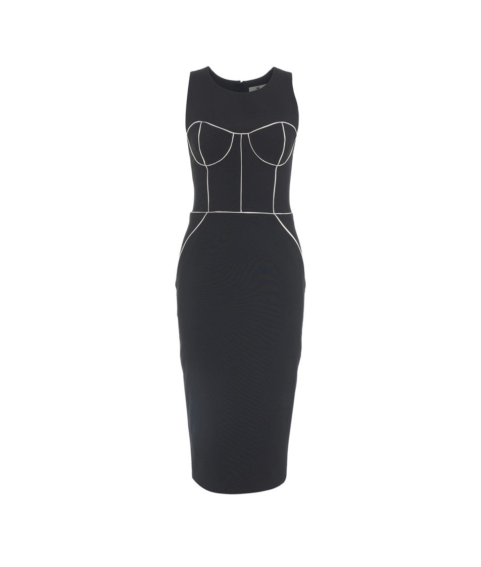 Elisabetta Franchi Sheath Dress With Logo Pendant