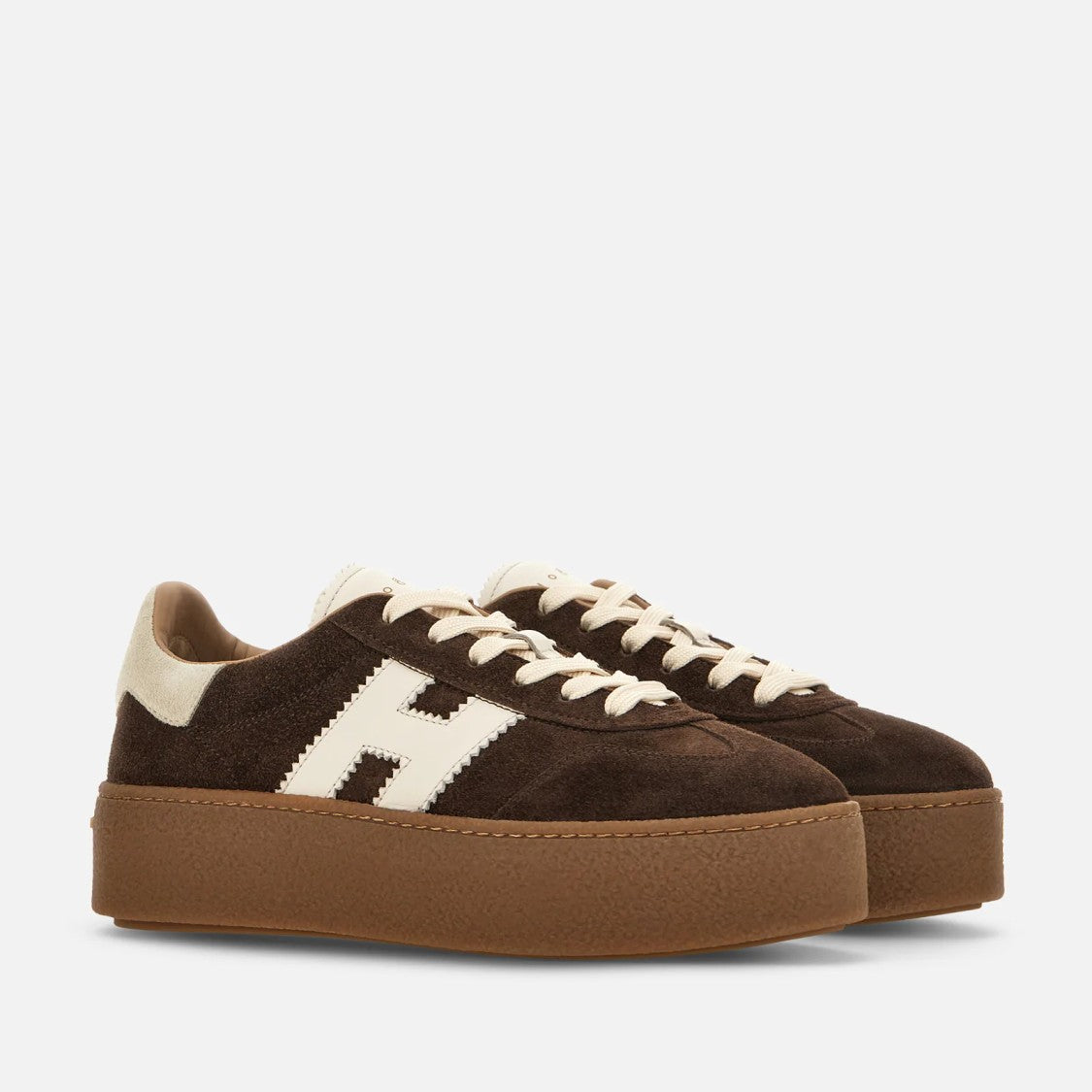 Hogan Dark Brown Suede Platform Sneakers