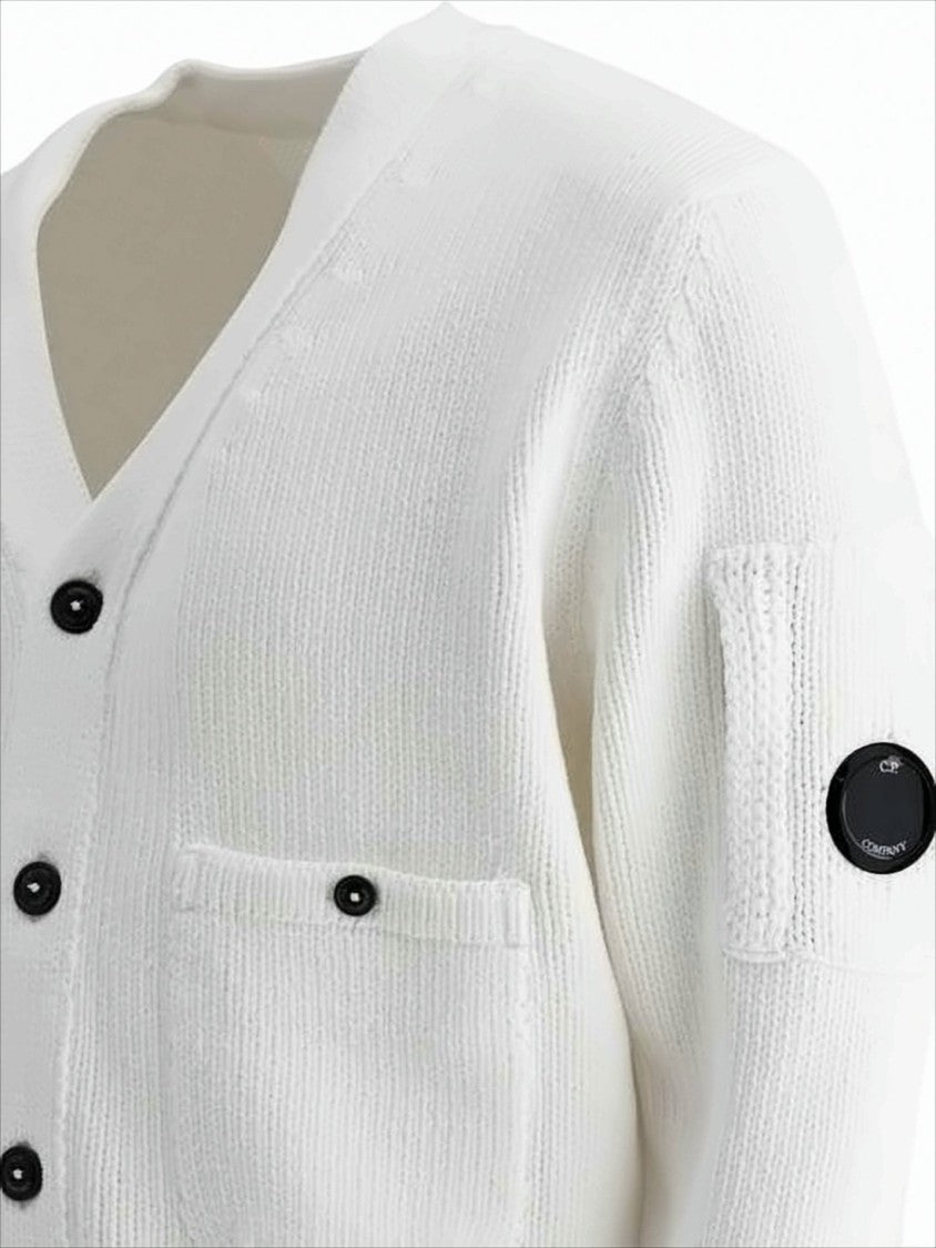 C.P. Company V-Neck Button-Down Knit Cardigan With Patch Detail