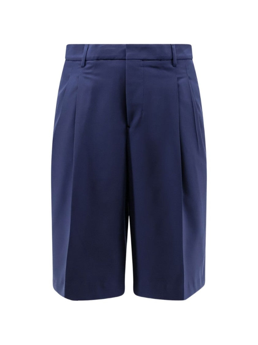Ami Paris Ink Blue Pleated Belt Loop Shorts