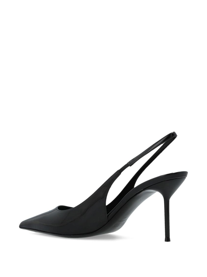 Paris Texas Black Silk And Nylon Slingback Heels