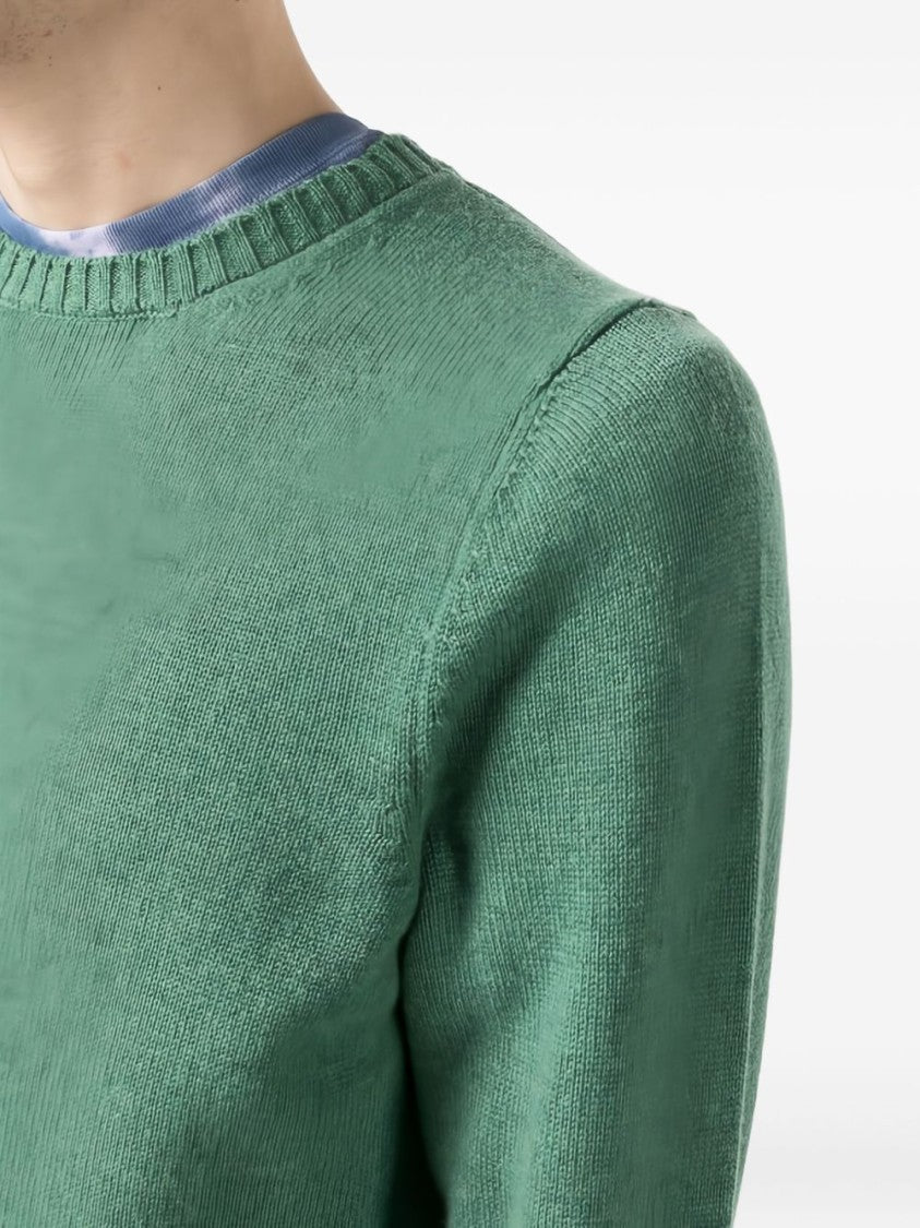 Drumohr Sage Green Ribbed Cashmere Crewneck Sweater