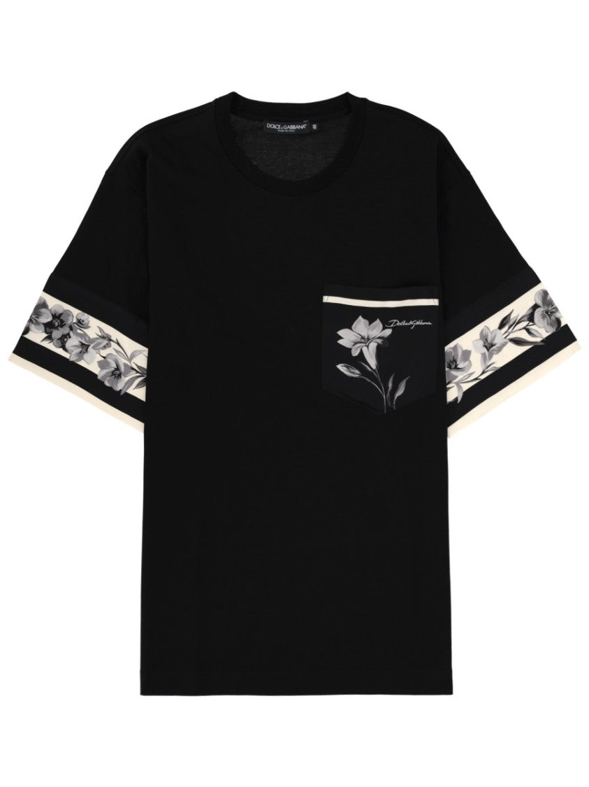 Dolce & Gabbana Floral Print Sleeves Chest Pocket T-Shirt