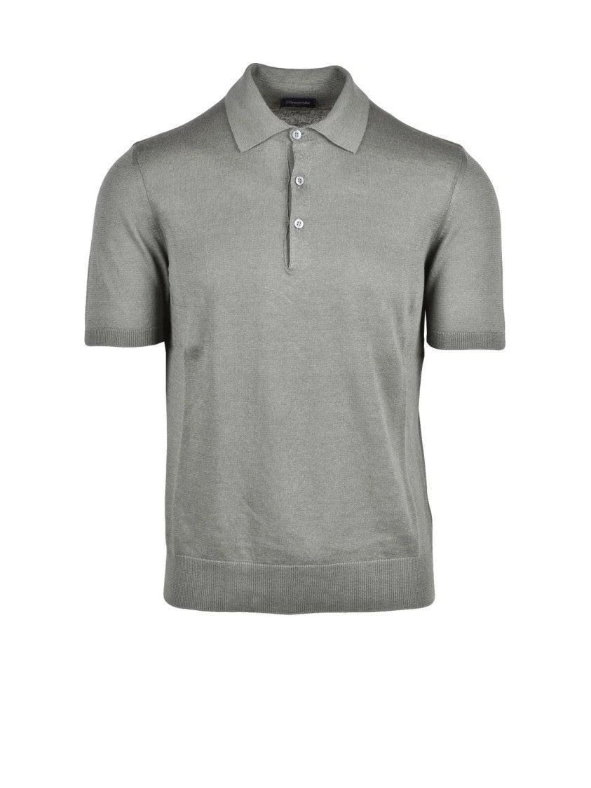 Drumohr Sage Green Linen Cotton Knit Polo