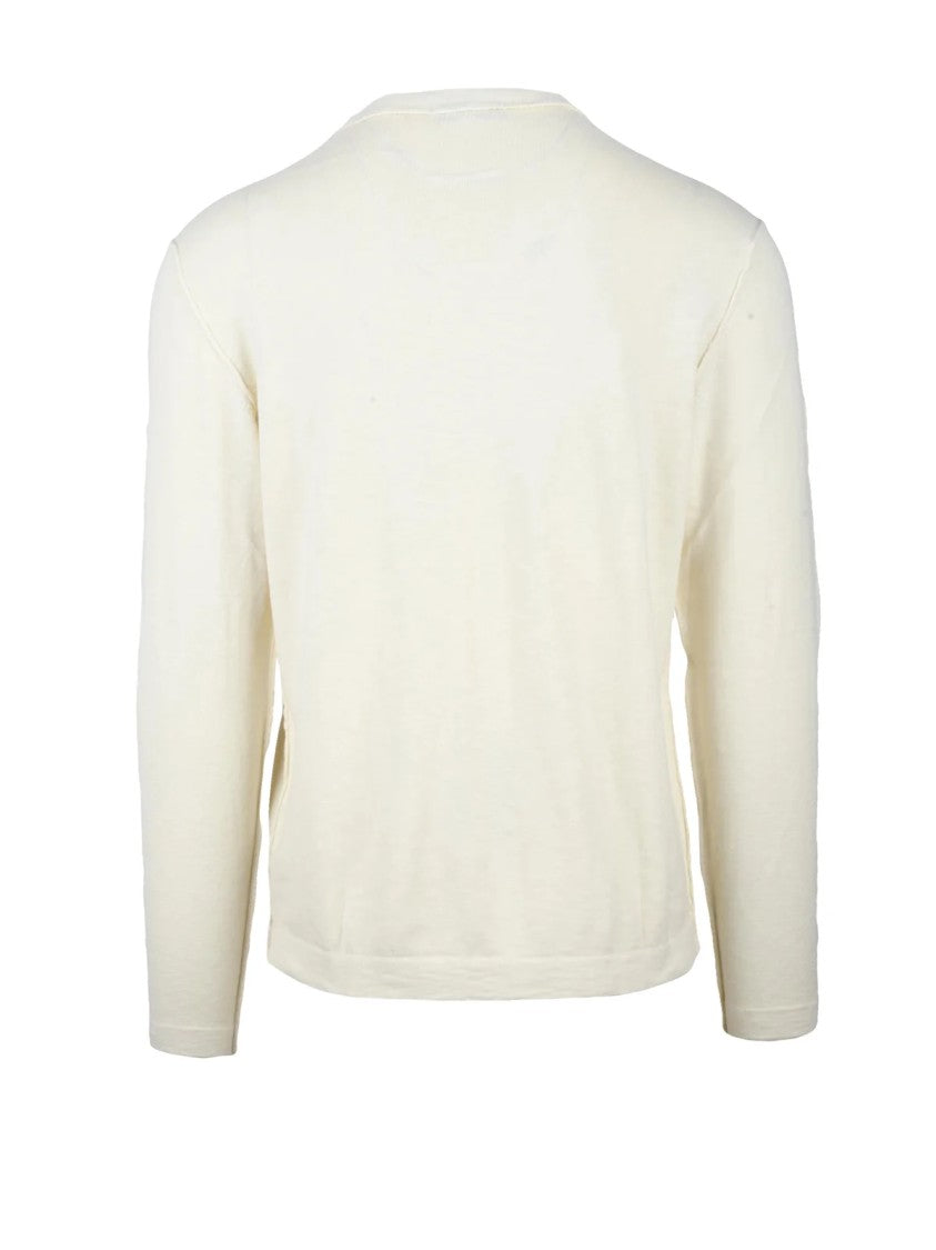 Wool & Co White Crewneck Cotton Sweater