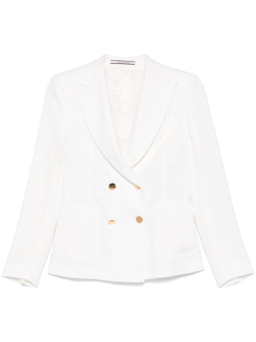 Tagliatore Double-Breasted White Jacket With American Rear Vent