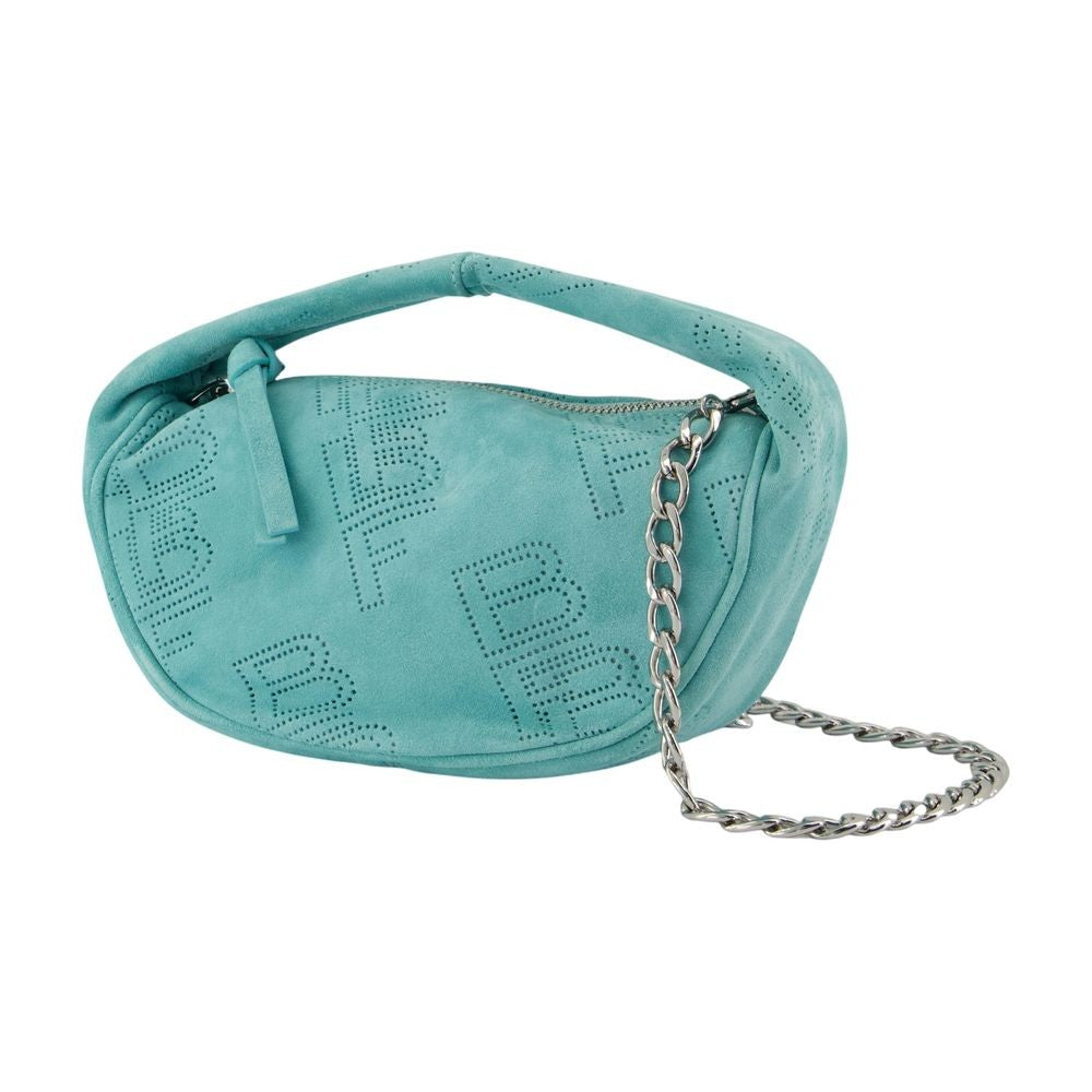By Far Sky Blue Leather Mini Curved Rectangular Bag