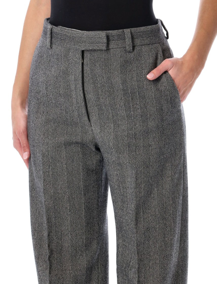 Ferragamo Chevron Wool Tailored Trousers