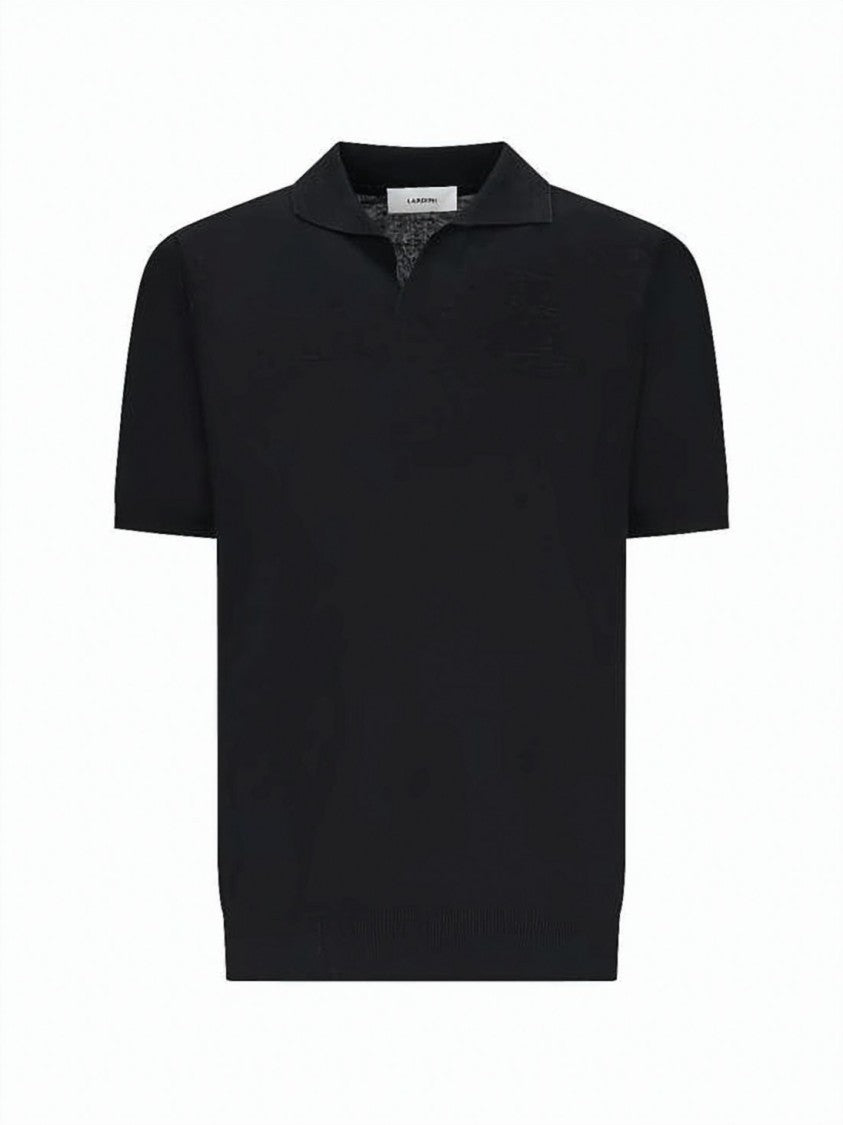 Lardini Black Polo Shirt With Fitted Silhouette