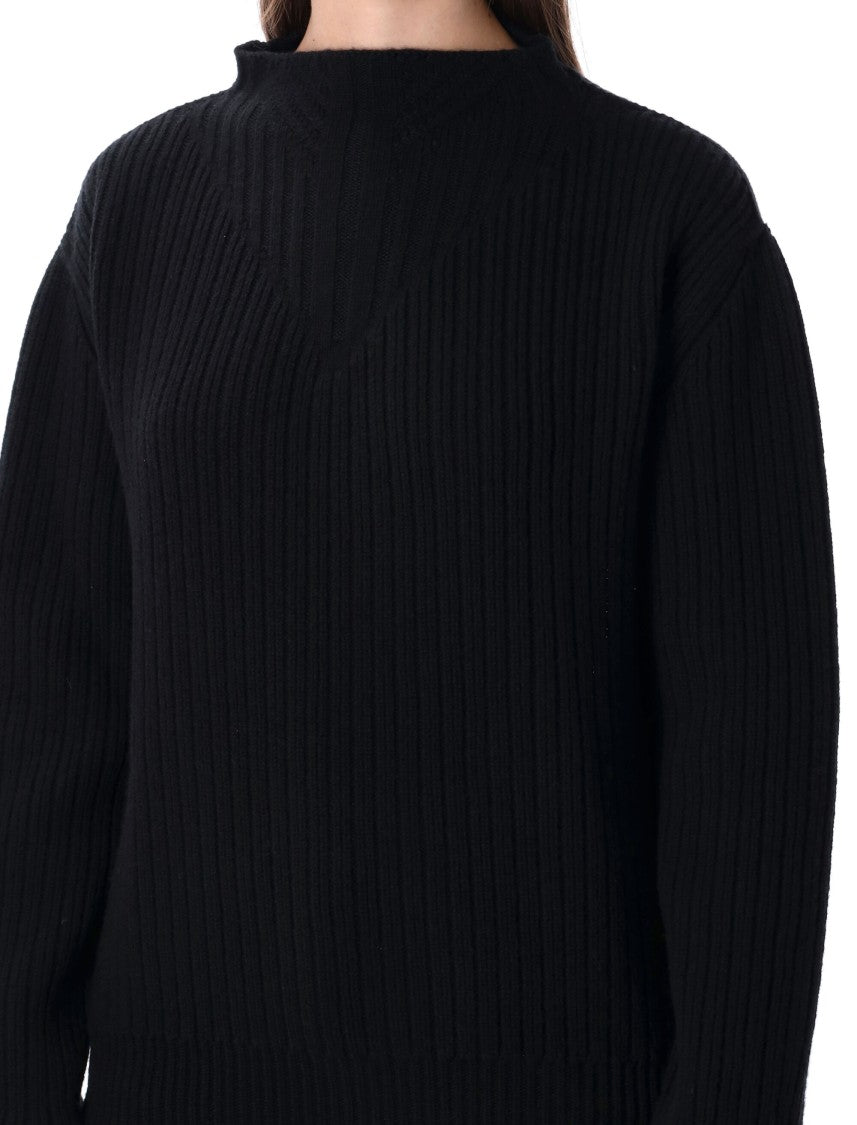 Rick Owens Al Pul Ribbed Knit Open Back Sweater