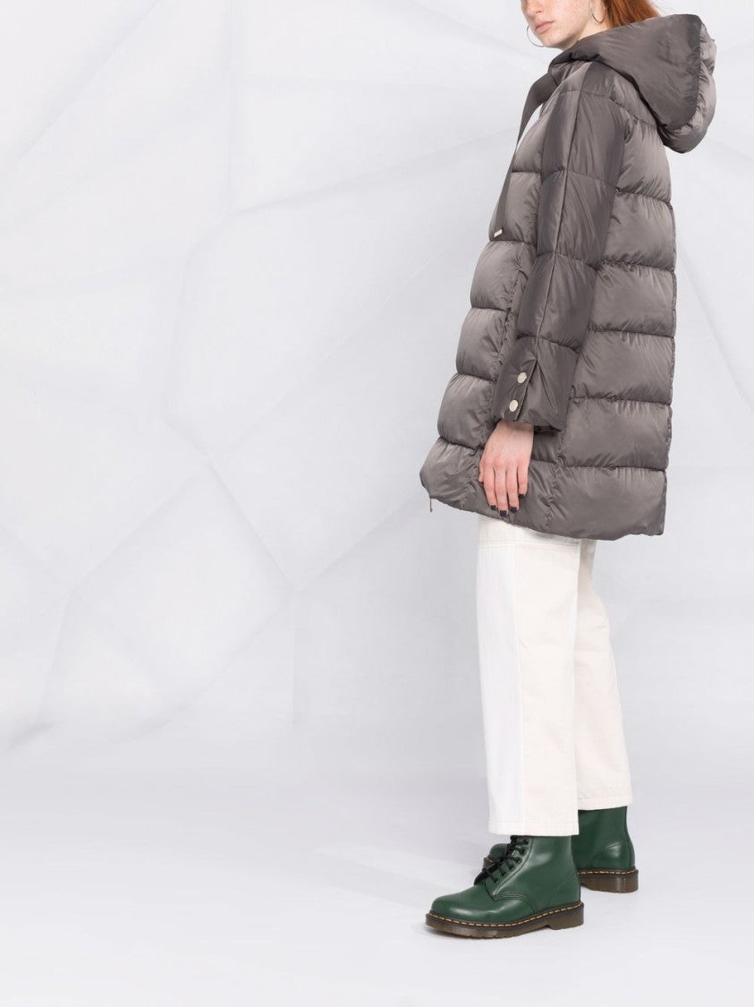 Herno Lightweight Puffer Jacket With Hood And Three-Quarter Sleeves