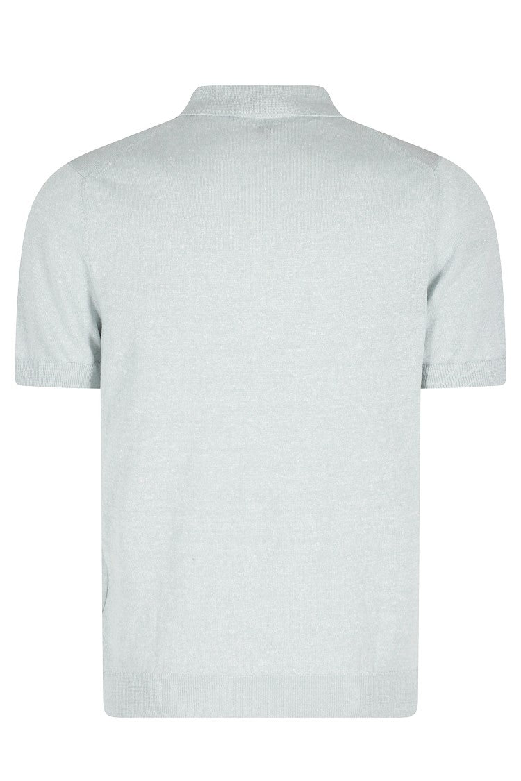 Tagliatore Mastic Keith Short Sleeve Ribbed Trim Linen-Blend Polo Shirt