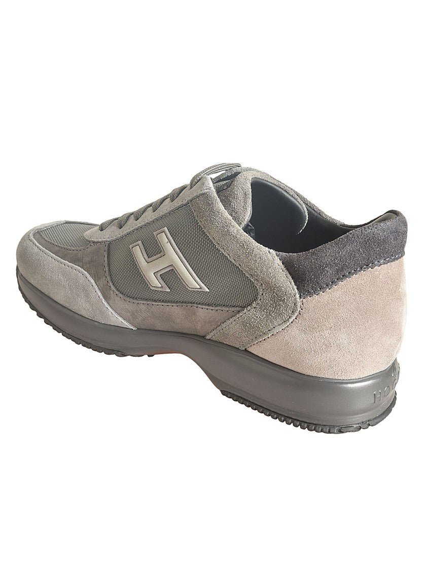 Hogan Interactive Grey Leather And Mesh Shoes