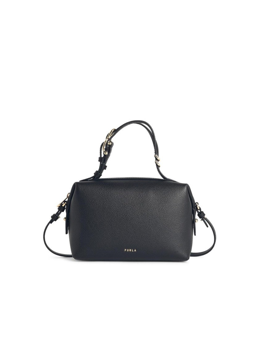 Furla Double Mini' Black Leather Bag