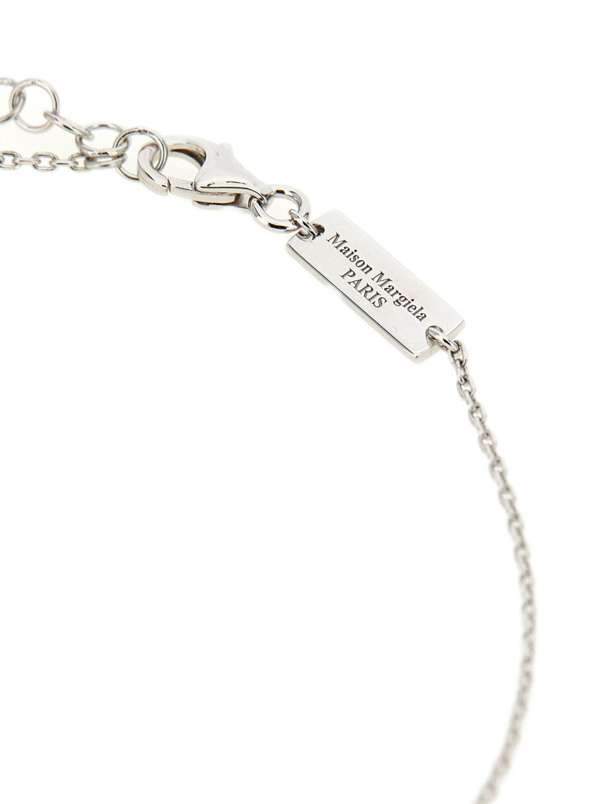 Maison Margiela Silver Rolò Chain Necklace With Engraved Logo Pendant