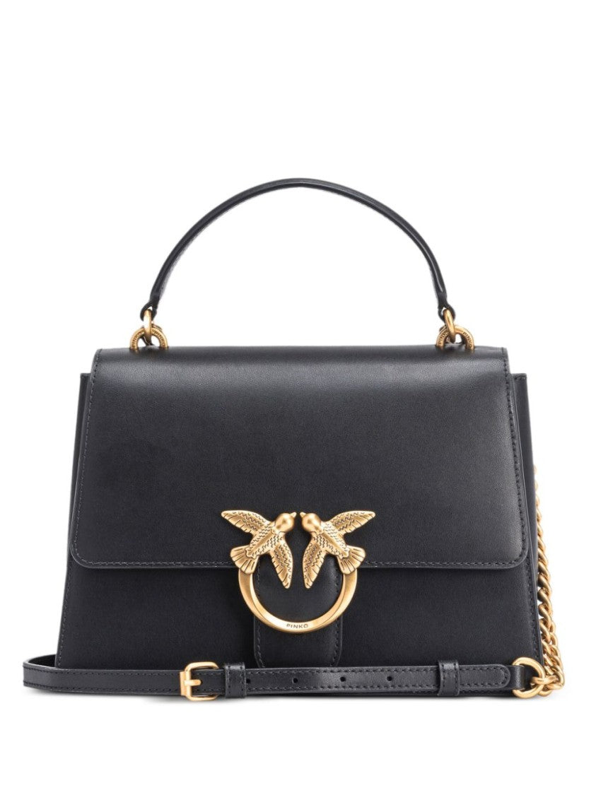 Pinko Structured Cow Leather Tote Bag With Bird Clasp Detail