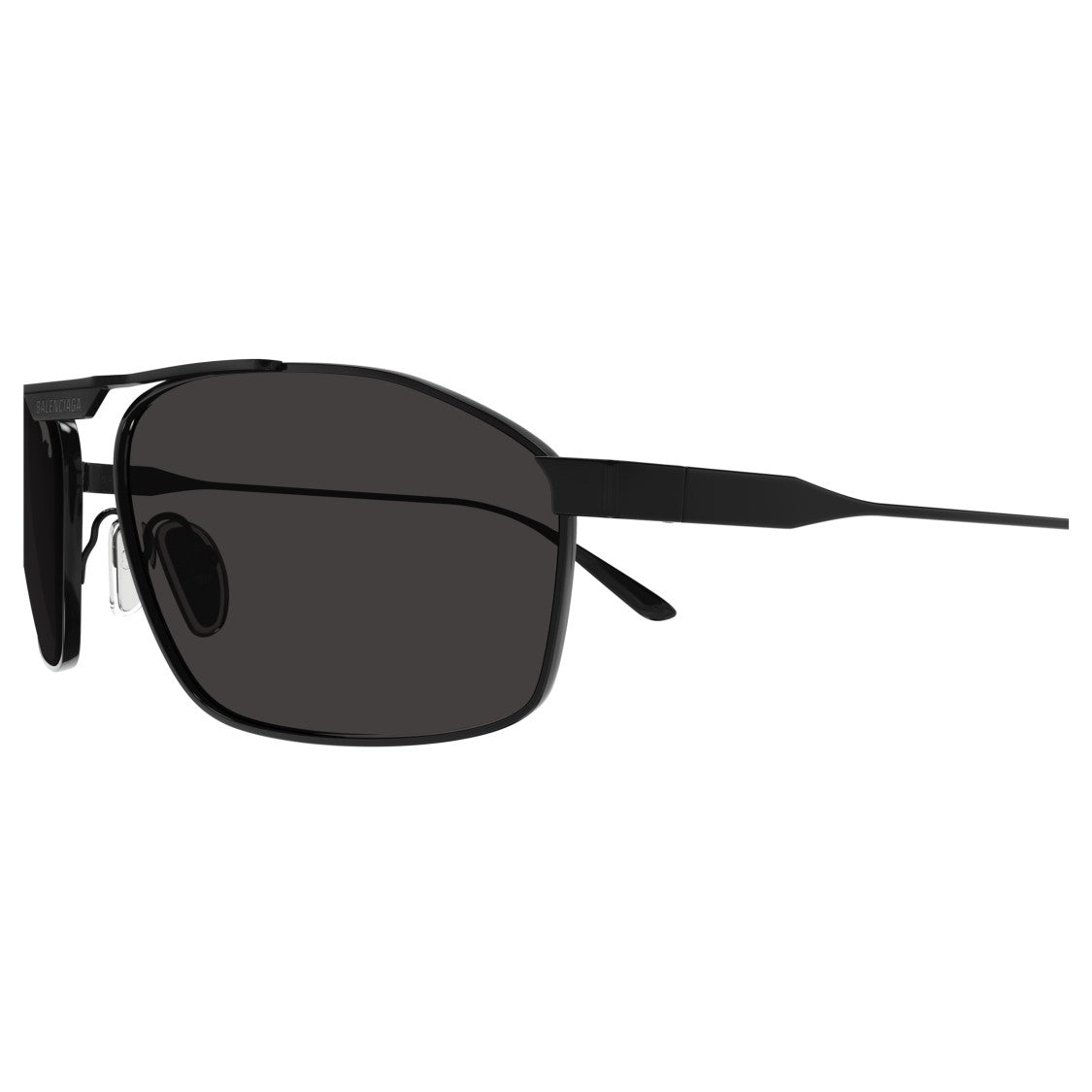 Balenciaga Bb0416s Rectangular Matte Black Metal Sunglasses