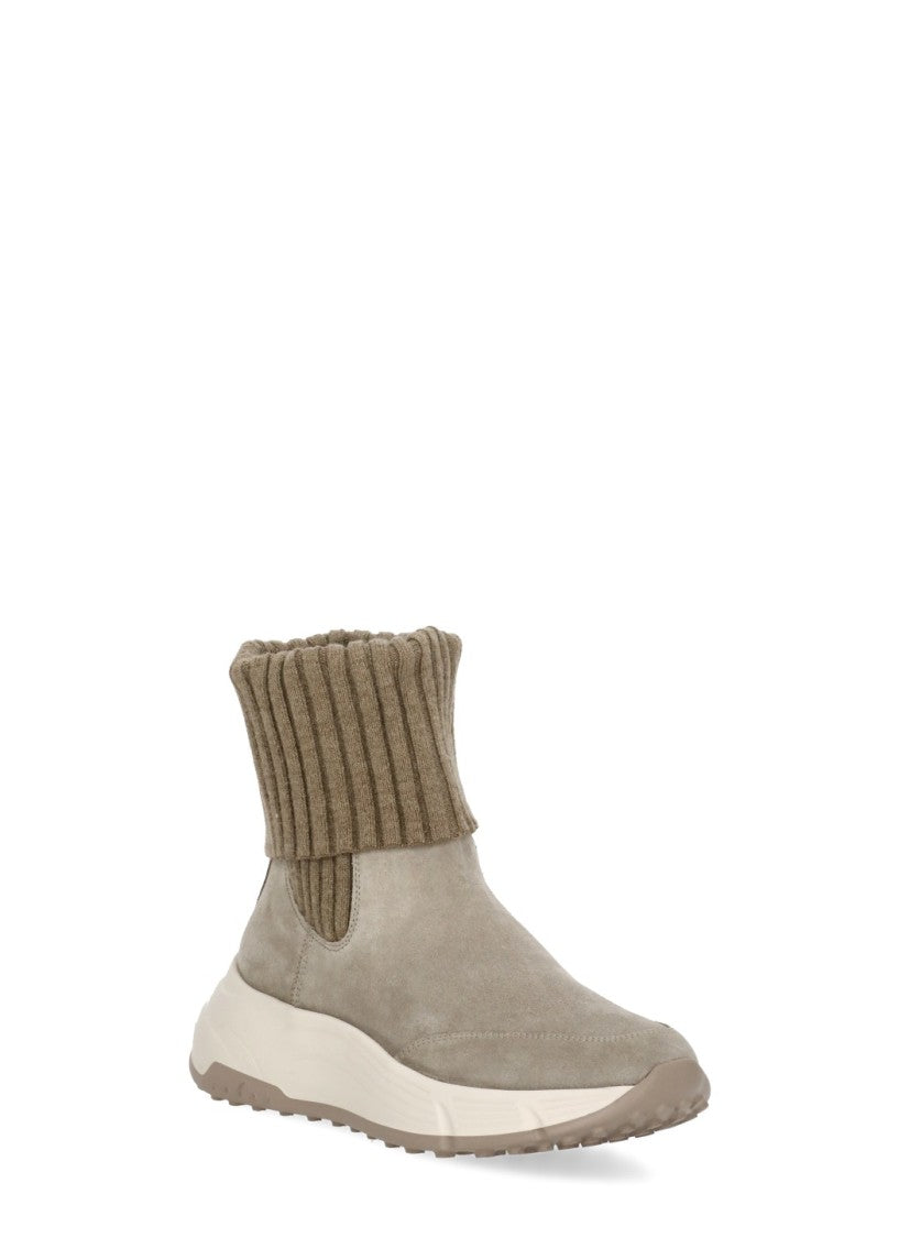 Hogan High-Top Suede Sneakers With Elasticated Fabric Panels