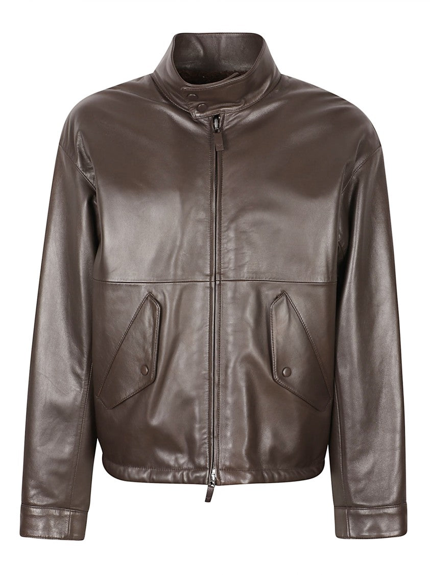 Emporio Armani Reversible Brown Lamb Leather Casual Jacket