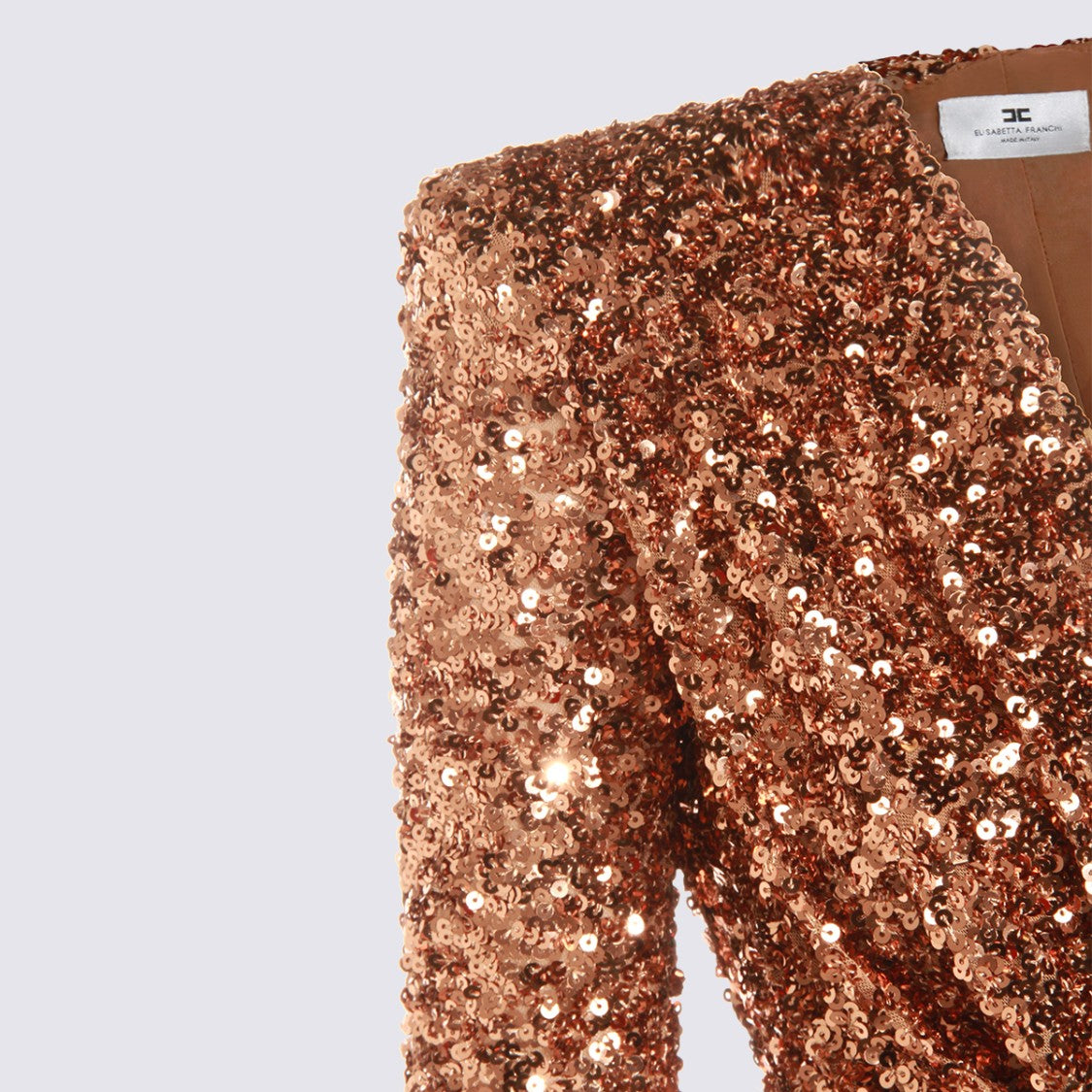 Elisabetta Franchi Bronze Long-Sleeve Maxi Dress
