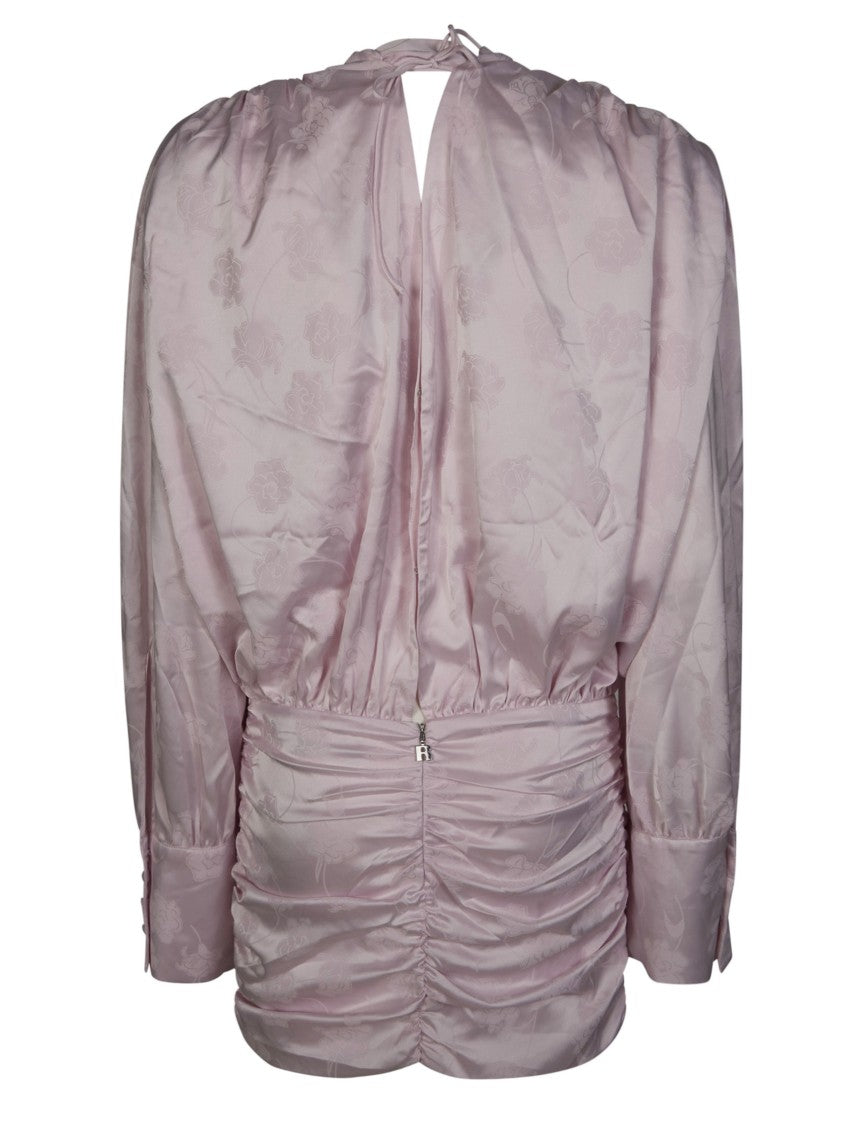 Rotate Pink Floral Jacquard Shawl Mini Dress
