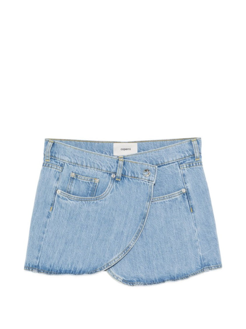 Coperni Blue Asymmetric Hem Button Front Skirt
