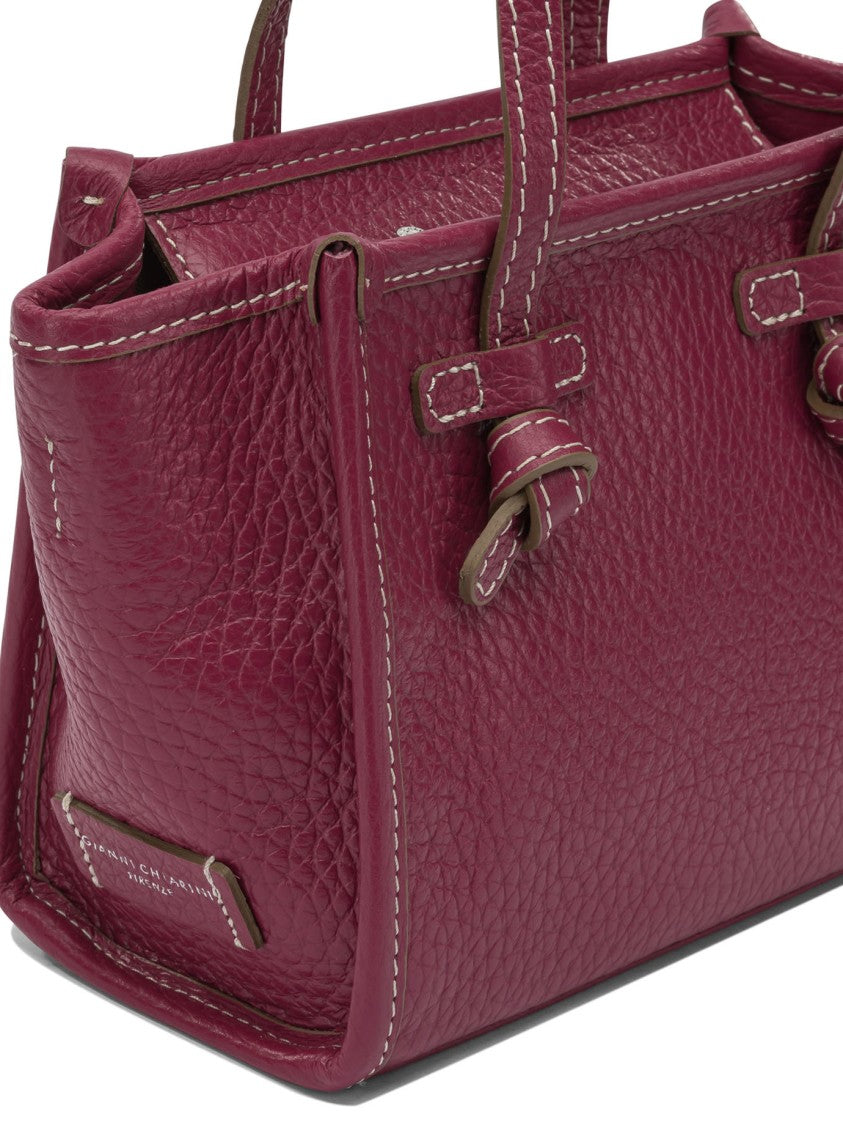 Gianni Chiarini Structured Fuchsia Leather Handbag With Dual Top Handles