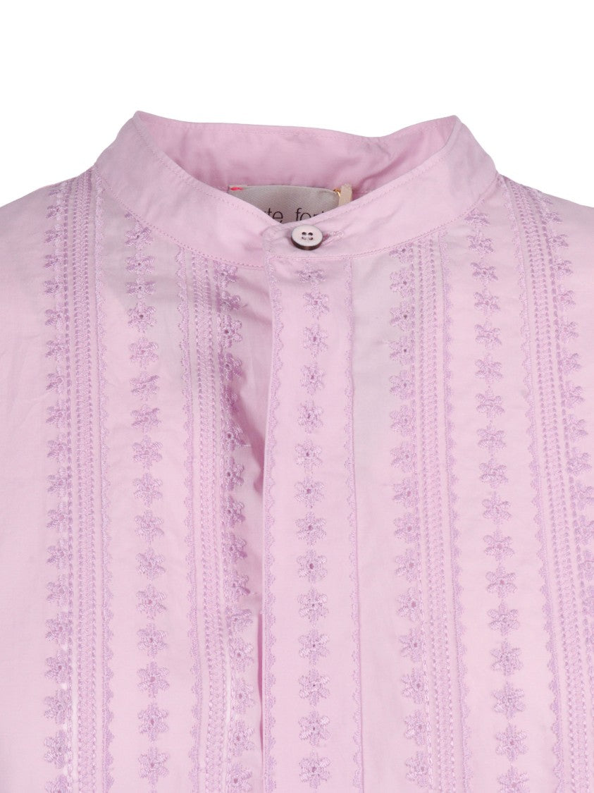 Forte Forte Light Pink Poplin Floral Casual Shirt