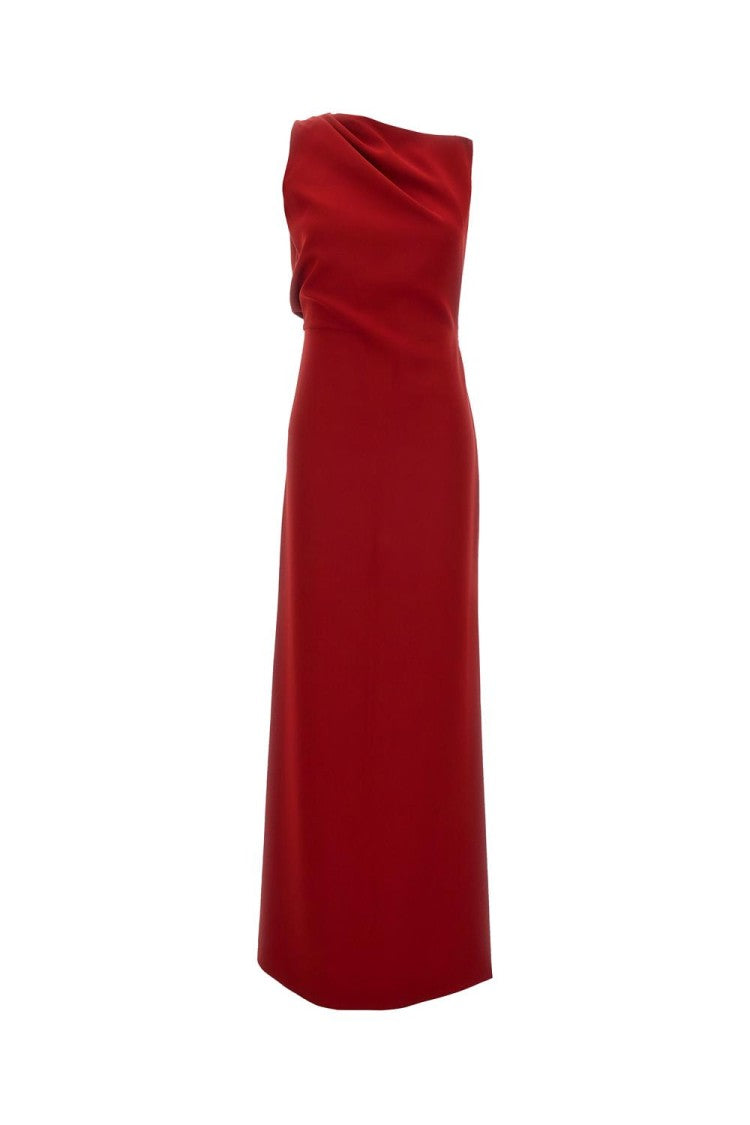 Max Mara Gathered Front Maxi Dress With Open Back And Side Zip Closure