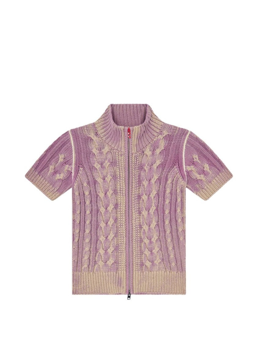 Diesel Short-Sleeved Knit Top With Cable Knit Pattern