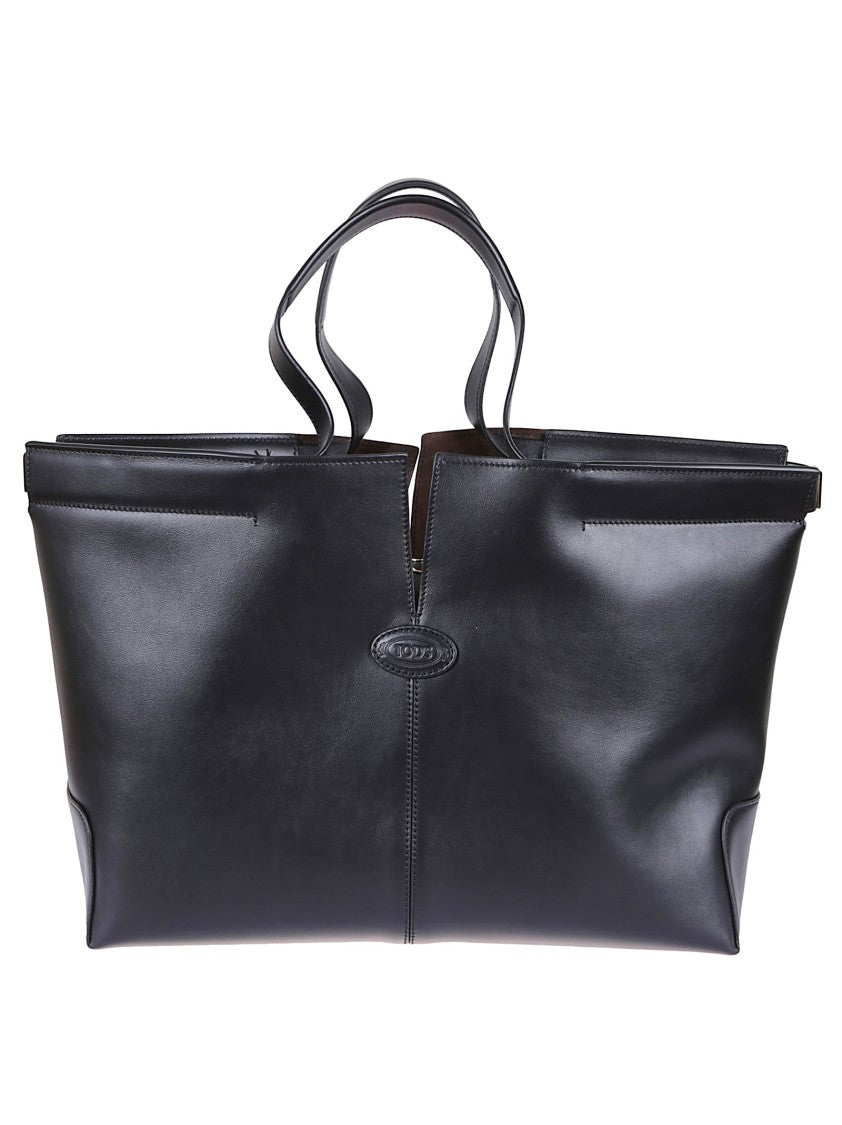 Tod's Structured Black Leather Folio Bag