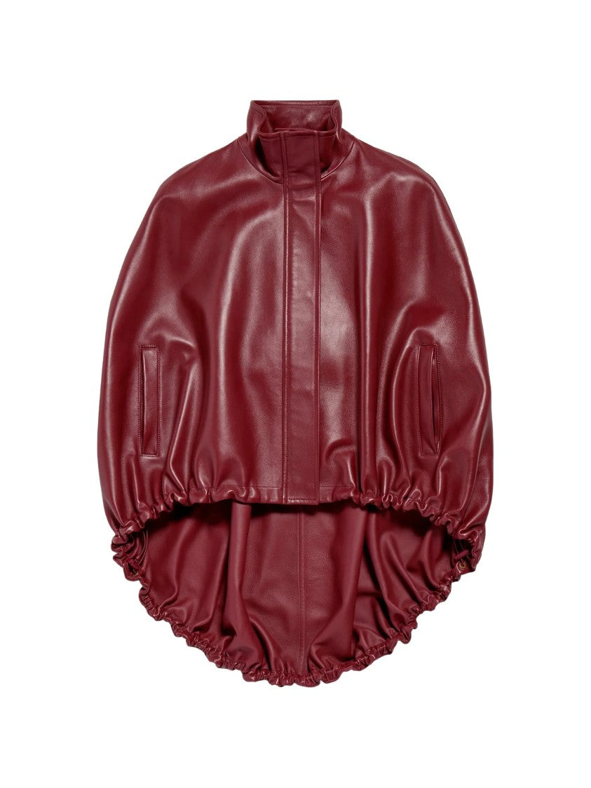 Balenciaga Burgundy Short Cape High Collar Jacket