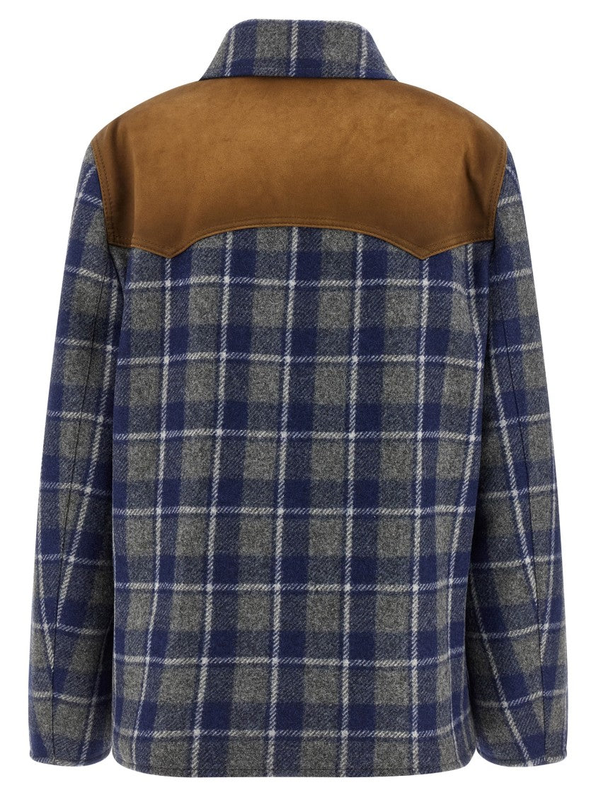 Miu Miu Check-Print Wool Blouson With Suede Detailing