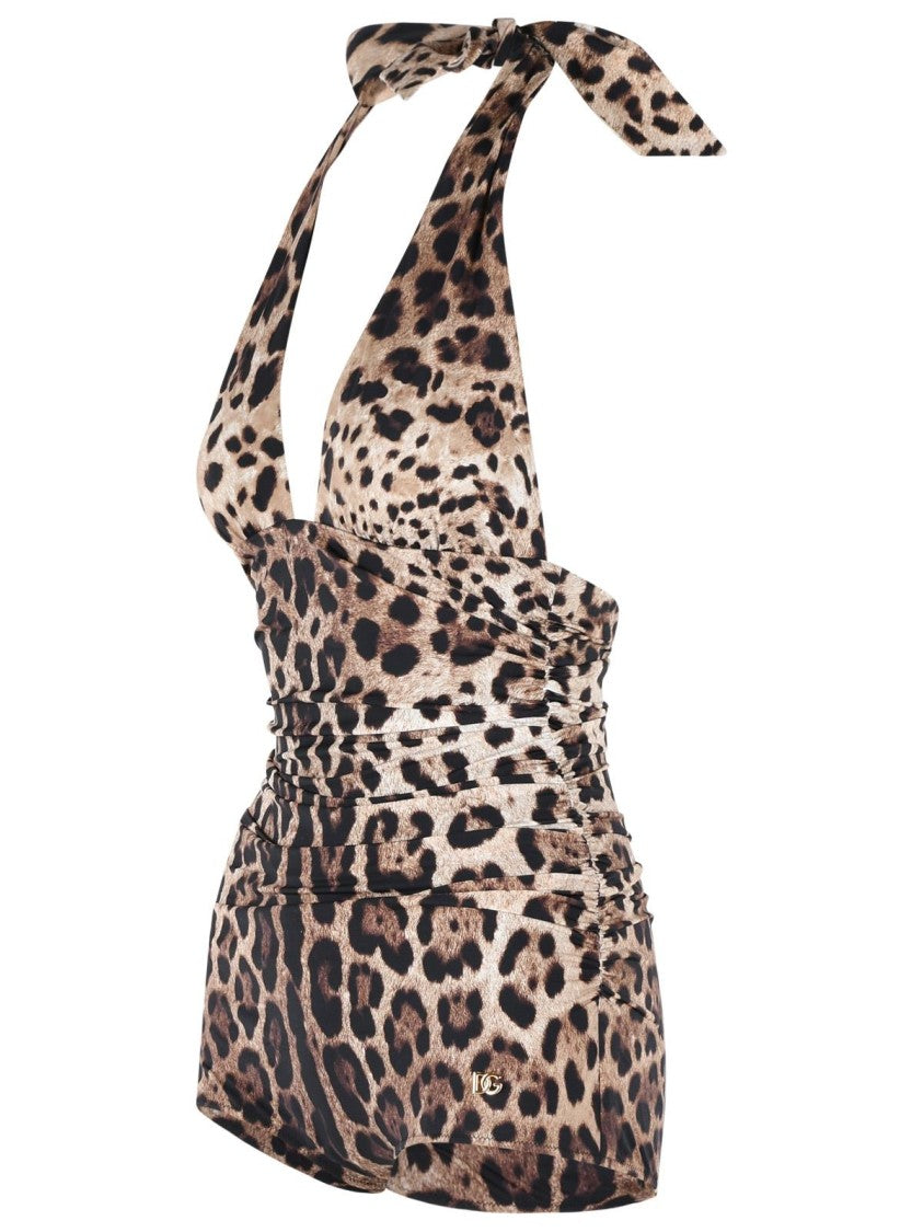 Dolce & Gabbana Leopard Print Stretch Nylon Swimsuit