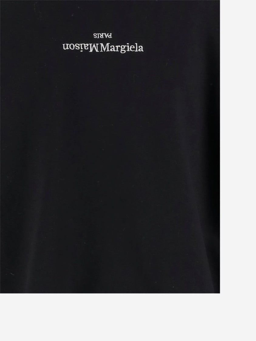 Maison Margiela Black Hoodie Sweater With Upside-Down Logo