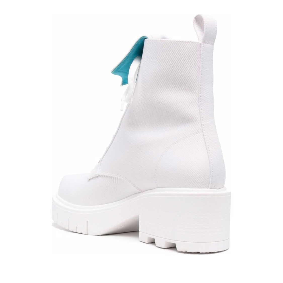 Chiara Ferragni White High-Top Lace-Up Chunky Sole Leather Ankle Boots