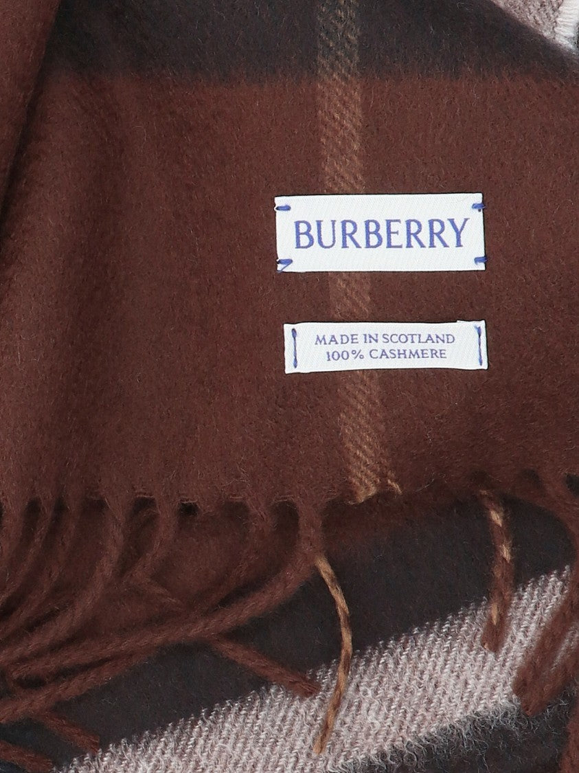 Burberry "Check" Scarf, In Brown Brushed Cashmere