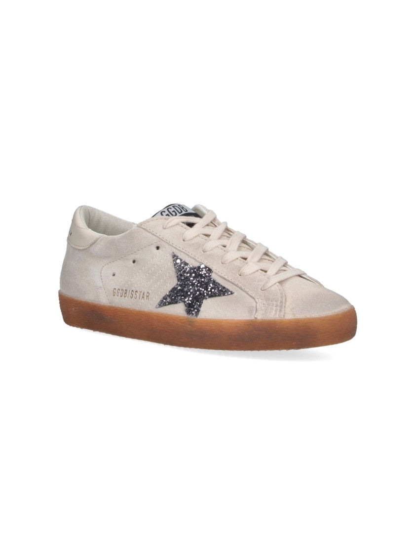 Golden Goose Soft Beige Suede Low-Top Sneakers With Glittery Star Detail