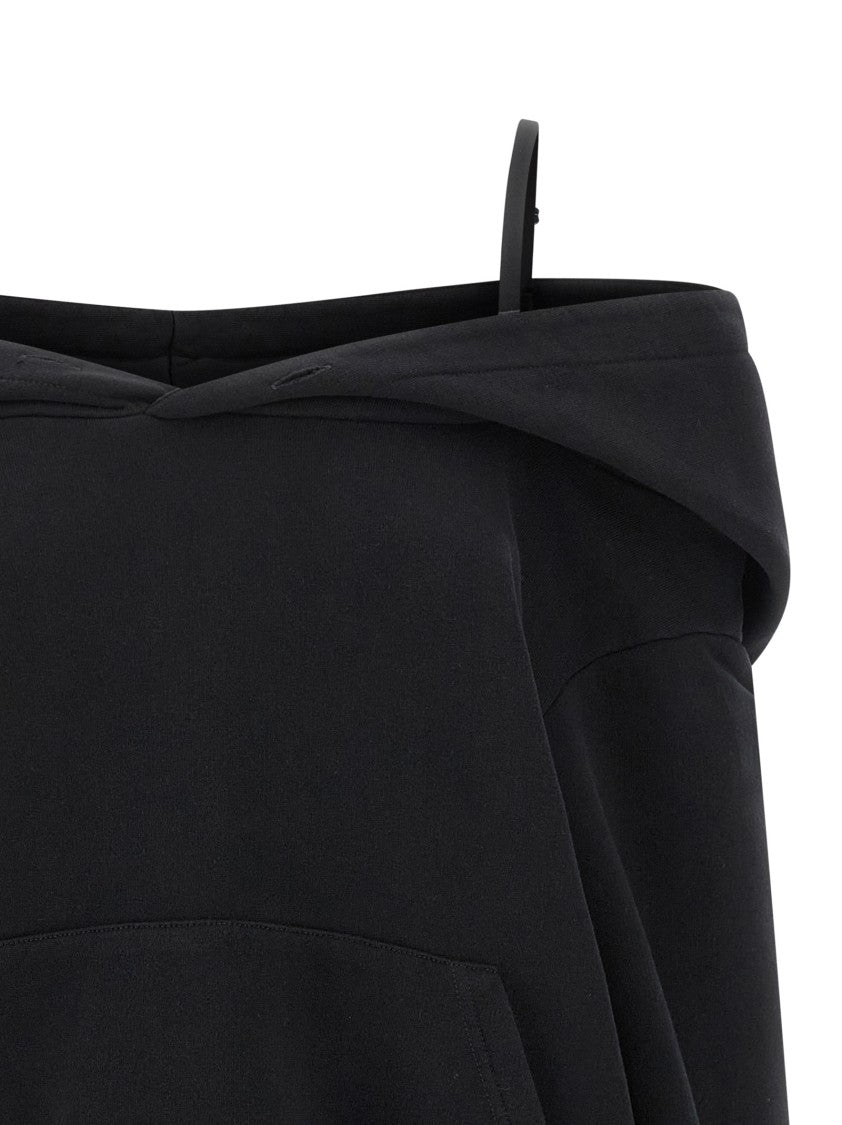 Mm6 By Maison Margiela Brushed Cotton Off-Shoulder Hoodie