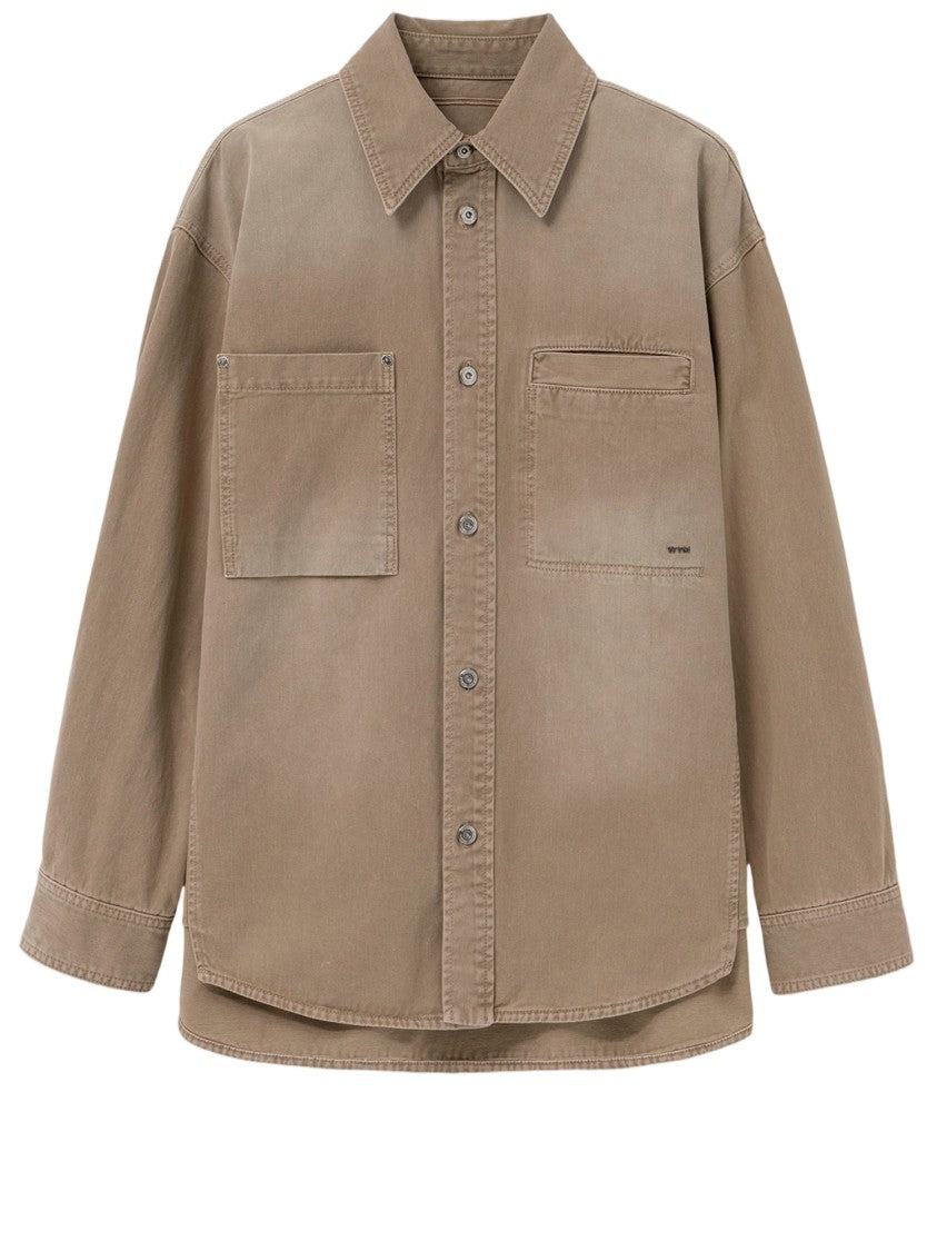 Wooyoungmi Beige Cotton Shirt With Pointed Collar And Logo Detail