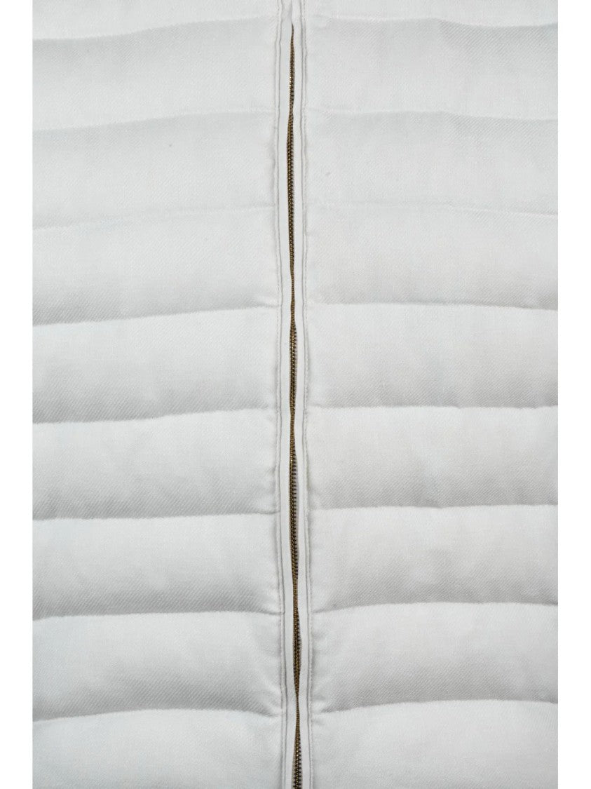 Eleventy White Centogrammi Linen Wool Silk Vest