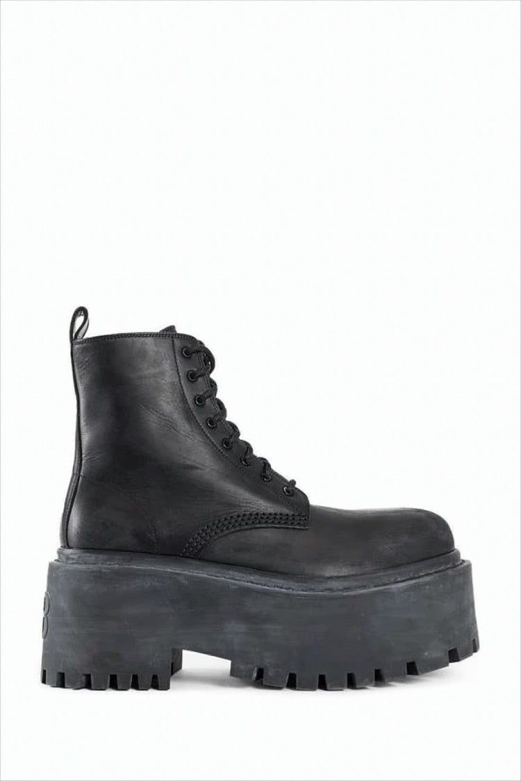 Balenciaga Chunky Platform Lace-Up Boots With Smooth Bullskin Leather