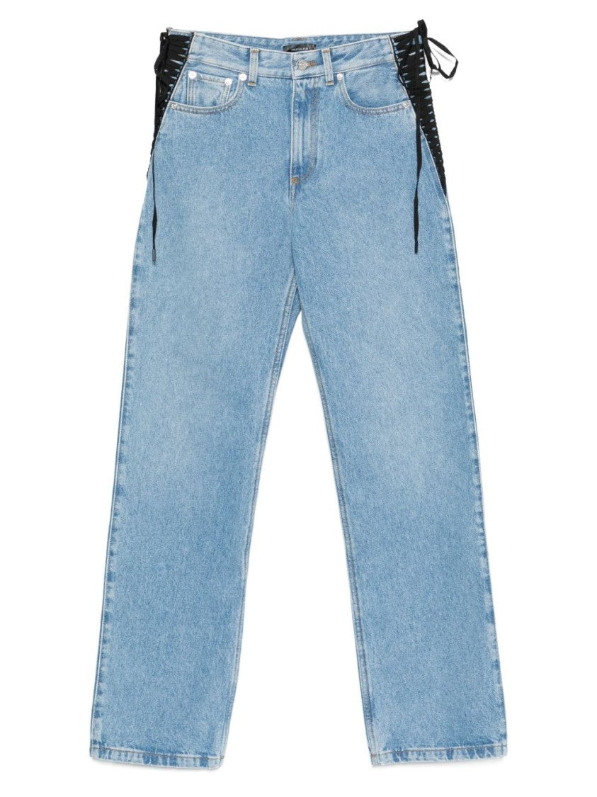 Mugler Blue Lace Up Side Denim Jeans