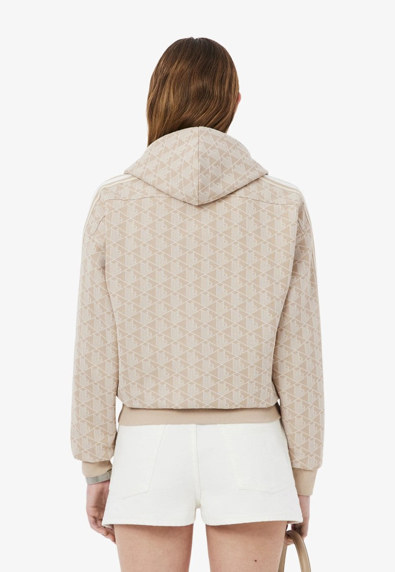 Lacoste Beige Monogram Jacquard Hoodie