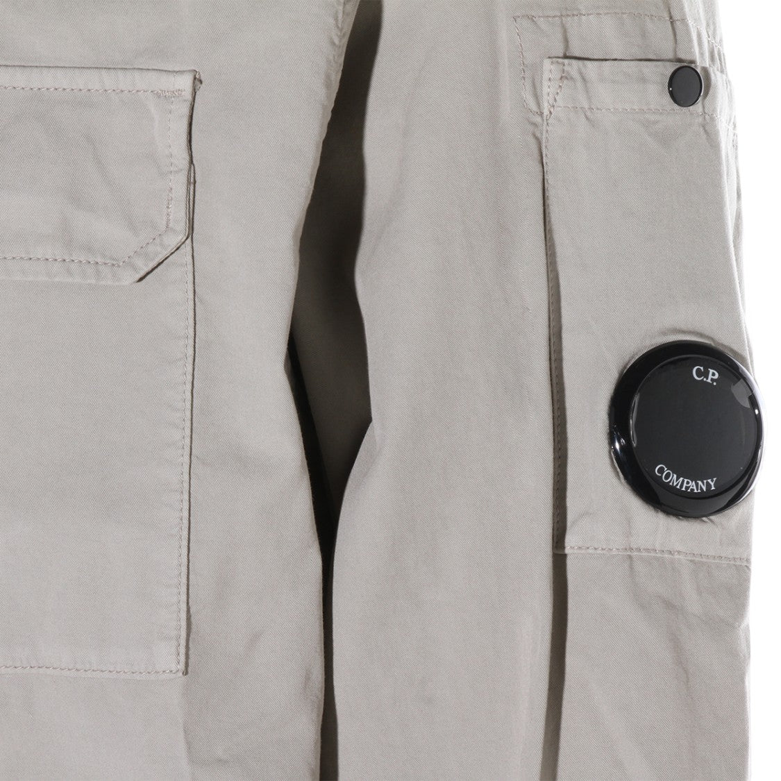 C.P. Company Front-Zipper Neutral Tone Shirt With Classic Collar
