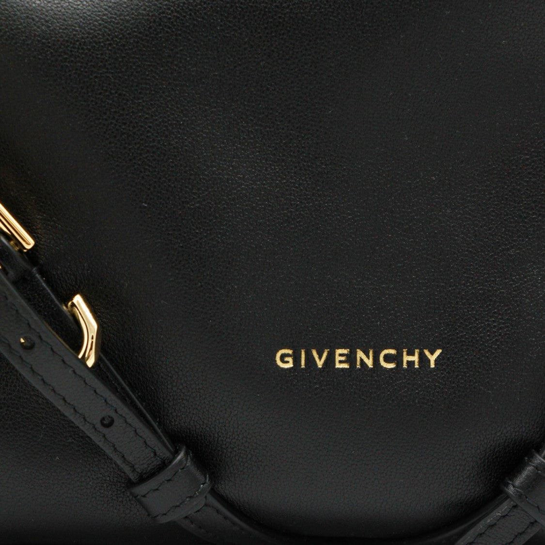 Givenchy Voyou Black Gold-Tone Buckles Leather Shoulder Bag