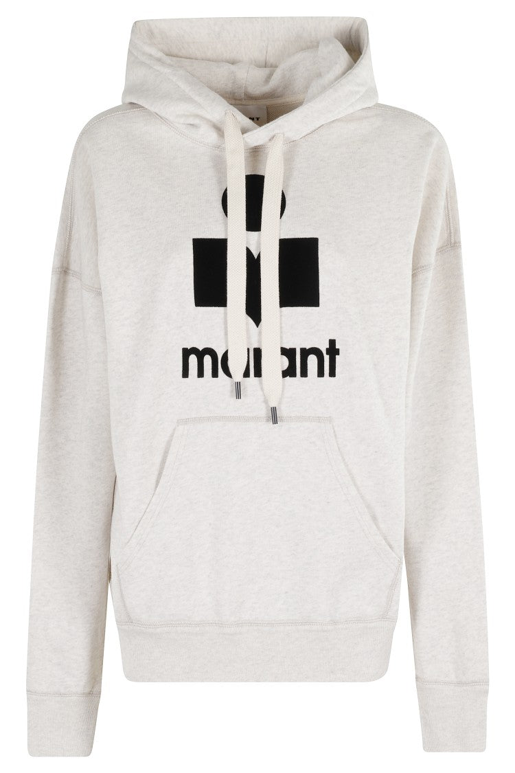 Isabel Marant Étoile Oversized Ecru Hoodie With Front Logo And Drawstring Hood