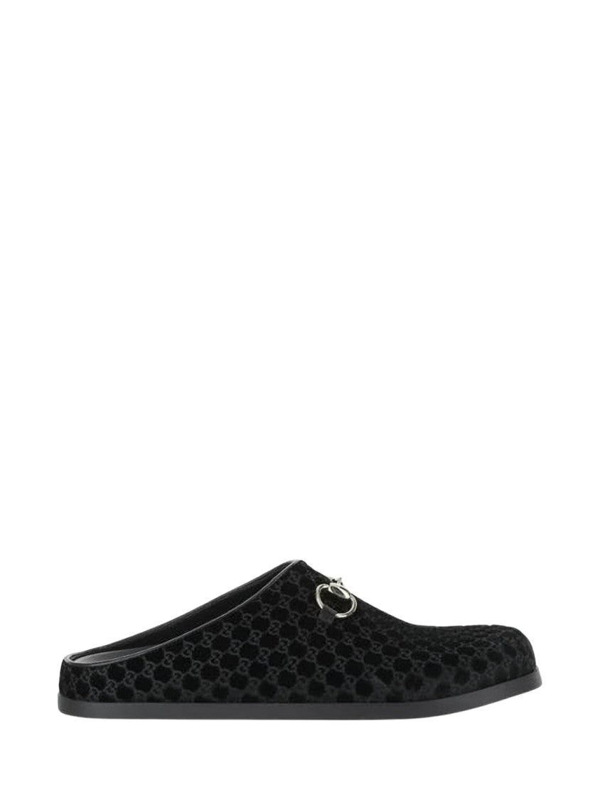 Gucci Black Velvet Slip-On Mules